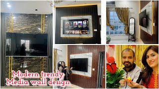 Finally Media wall ready hugyi  home decor ideas 2024  Modern Media wall Design for tv lounge [upl. by Osnofledi797]