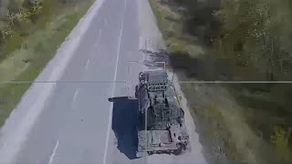 Rare Russian Lancet Drone Hit on Ukrainian Tor Air Defense System in Kherson Oblast [upl. by Efar]