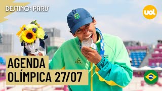 OLIMPÃADAS 2024 DIA DO BRASIL TEM SKATE VÃ”LEI MASCULINO BASQUETE E ESTREIA DE MEDINA NO SURFE [upl. by Nollahp907]