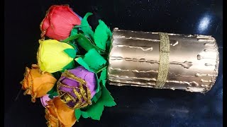 How to Make Fomic Sheet Rose Flower Handmade Foam Flowers Home decor ideas  Diy Roses [upl. by Elita213]