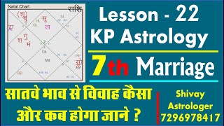 learn kp astrology – 22 7th Cusp Sub lord विवाह फलादेश marriage in kp astrology [upl. by Hewart911]