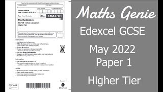 Edexcel GCSE Maths May June 2022 1H Exam Paper Walkthrough [upl. by Ahsiekrats629]