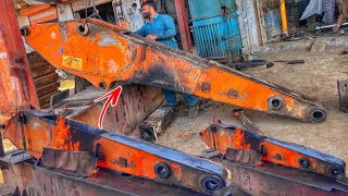 Excavator Boom Was Broken Due To Heavy Lifted Then It Was Straighten By Mechanics [upl. by Anilahs482]