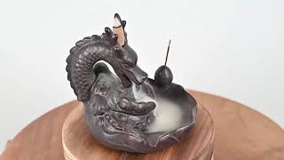 how to use incense cones placed in the ceramic dragon waterfall Backflow incense burner [upl. by Cyrillus]