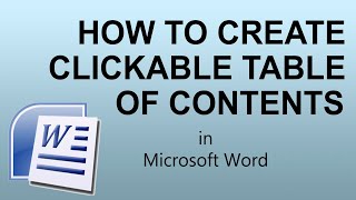 How To Create a Clickable Table of Contents in Microsoft Word [upl. by Pompei]