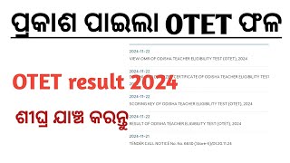 ଆସିଲା OTET RESULT OTET RESULT 2024🔥OTET 2024 Result published by BSE ODISHA [upl. by Ellenehs]