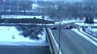 WATCH Car flies off bridge following highspeed pursuit [upl. by Ellehcyar]