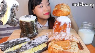 MUKBANG 크림 가득 팡도르 모카소보로 연유크림빵 디저트 먹방 CREAM BREAD PANDORO Dessert asmr クリームパン Bánh mì kem [upl. by Nole398]