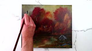 Autumn Cabin Retreat StepbyStep Acrylic Painting demonstration [upl. by Ylelhsa]