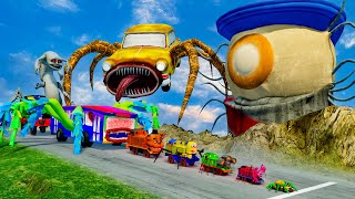 ALL MONSTERS Big amp Small Cars Downhill Madness with LIGHTHOUSE EYE amp CAR EATER  BeamNGDrive [upl. by Iaverne764]