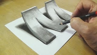 How To Draw A 3d Letter M  Awesome Trick Art [upl. by Eceryt]