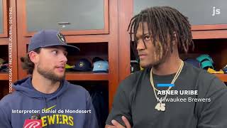 Brewers vs Rays fight Pitcher Abner Uribe reacts to being at center of brawl with Jose Siri [upl. by Enelav846]