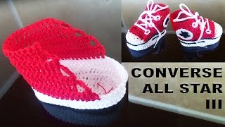 BabyschuheTurnschuhe Converse All Star Baby Sneakers für Neugeborenen häkeln Teil III  Schaft [upl. by Dusty]