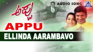 Appu  quotEllinda Aarambavoquot Audio Song  Puneeth Rajkumar Rakshitha  Udit Narayan K S Chitra [upl. by Sedgewinn]