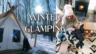 WINTER GLAMPING VLOG  Luxury Tent Experience [upl. by Osrit433]