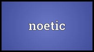 Noetic Meaning [upl. by Ellohcin]