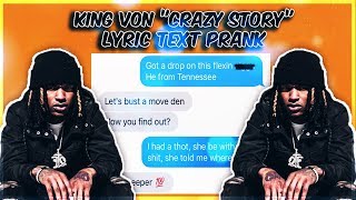 KING VON quotCRAZY STORYquot LYRIC TEXT PRANK ON HIGH SCHOOL BULLY [upl. by Eelyah768]