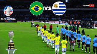 BRAZIL vs URUGUAY I COPA AMERICA 2024 QUARTER FINAL  FULL MATCH ALL GOALS  REALISTIC PES GAMEPLAY [upl. by Kliber]