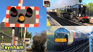 Ft Steamhauled railtour Teynham Level Crossing Kent [upl. by Cleo817]