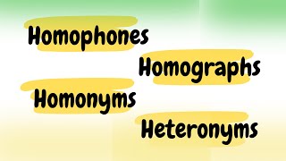 Homophones Homographs Homonyms Heteronyms [upl. by Arvie]