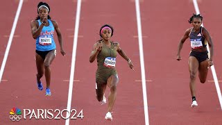 ShaCarri Richardson stumbles recovers then storms to 100m heat win at Olympic Trials  NBC Sports [upl. by Harbird]