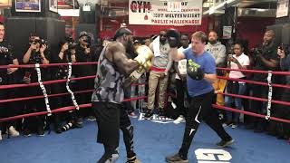 Deontay Wilder hits pads at Gleasons Gym [upl. by Attenhoj526]