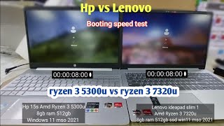 Booting Speed test  Hp vs lenovo  which is better  ryzen 3 5300u vs ryzen 3 7320u  amd vs intel [upl. by Dleifxam]