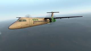 XPlane 11Wideroe DashQ400 Windy Approach and Hard Landing to Bergen ENGM to ENBR [upl. by Naarah676]