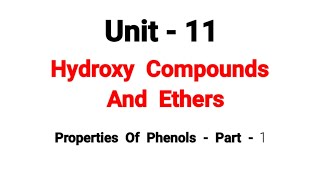 Properties Of Phenols  Hydroxy Compounds And Ethers  TN 12th Chemistry  in tamil  unit 11 [upl. by Nodaj]