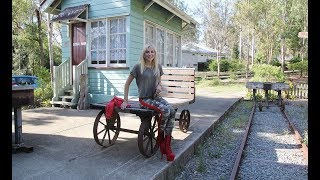 Try On Walking at Old Railway Station In Pleaser Adore1020FS Red Faux Suede 7 Inch High Heels [upl. by Hcahsem]