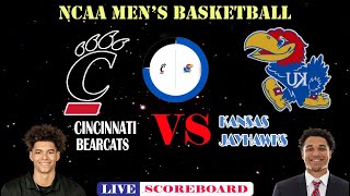 CINCINNATI BEARCATS VS KANSAS JAYHAWKS  NCAA MENS BASKETBALL LIVE SCOREBOARD [upl. by Noskcire]