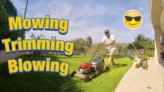 Honda Lawn Mowing Stihl Trimming and Blowing [upl. by Crellen]