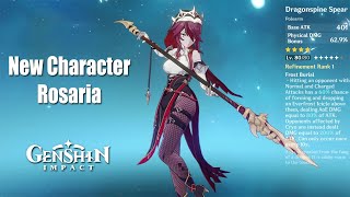 Rosaria New Character Lv80 Gameplay Showcase Physical Build  Genshin Impact [upl. by Raleigh]