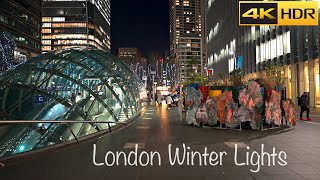 London Winter Lights Walk  Compilation  London Winter Walk 4K HDR [upl. by Gusella561]