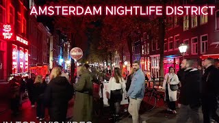 🇳🇱Amsterdam Night Walking Tour  Amsterdam Nightlife 4K [upl. by Ahtera]