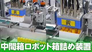 【らくらく箱詰め】中間箱ロボット箱詰め装置のご紹介！ 充填機 キャッパー カートナーならナミックス [upl. by Iluj]