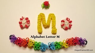 How to Make Alphabet Letter M Charm on Rainbow Loom [upl. by Nosredneh]