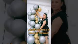 Guirnalda Orgánicas de duos y cuartetos Dorada plata y negra decoraciondeglobos [upl. by Damas]