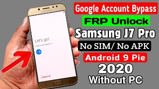 Samsung J7 Pro SM J730 Google FRP Bypass 2020  No SIM PIN Lock  No APK Install Without PC [upl. by Bergren]