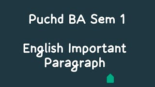 puchd ba sem3 important paragraph paragraphwriting [upl. by Natye]