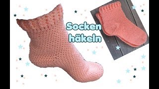 Socken häkeln für Erwachsene Häkelanleitung [upl. by Milak]