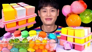 ASMR 레인보우 디저트 이빨나갈뻔레인보우 미니큐브 구슬 아이스크림 마카롱 먹방 Rainbow Dessert Ice Cream Macaron Jelly MuKBang [upl. by Voccola616]