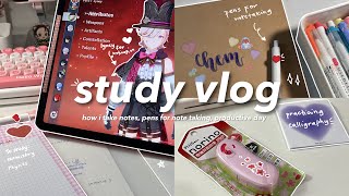 5am study vlog 📓🎀 how i take aesthetic notes romanticizing school studying tips [upl. by Ettesoj]