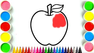 povApple drawing  Painting coloring for kids amp toddlers 🍎 draw a Apple 🌈 how to draw a Apple [upl. by Werby]