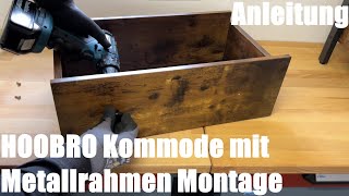 Kommode mit Metallrahmen HOOBRO Kommode Schrank Vintage Sideboard Beistellschrank Montageanleitung [upl. by Aubry]