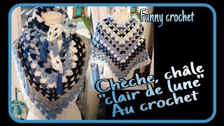 CROCHET Chèche châle quotclair de lunequot 💙 [upl. by Yrrok238]