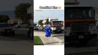 Garbage Truck Picks Up Overfilled Blue Trash Can  Garbage Truck Song [upl. by Cinamod]