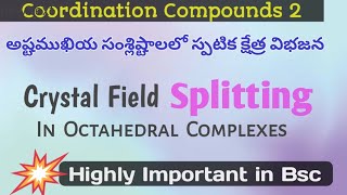 Crystal Field splitting in octahedral complexes Splitting of d orbitals in Octahedral complexes [upl. by Aliber]