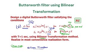 Design a digital Butterworth filter using Bilinear transformation method [upl. by Estrella]