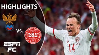 Inspired Denmark thrash Russia 41 to advance to the round of 16  Highlights  ESPN FC [upl. by Obnukotalo]